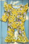 MUSTARD BABY ROMPER WITH FLORAL PRINT. 4522KJEAN