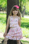 3 layer western skirt/underneath shorts & crop tank top. OFG50887 AMY