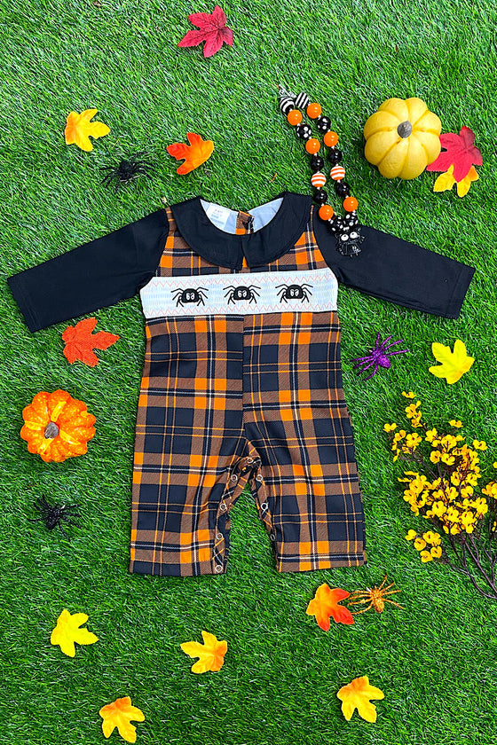 🔶SMOCKED BABY ROMPER WITH SPIDER EMBROIDERY. c – KIDSCHARMONLINE.COM