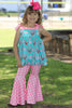 "Dearly Loved" Girls western tunic & gingham bell bottoms. OFG50616 AMY