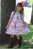 Lt.pink character printed girls dress w/bubble sleeve. DRG51603 AMY