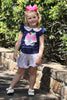 Floral apple applique top & floral ruffle shorts. OFG50718