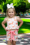 (Western) Horse printed girls short set w/open back. SOL
