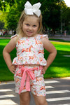 (Western) Horse printed girls short set w/open back. SOL