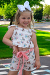 (Western) Horse printed girls short set w/open back. GSSO012001- SOL