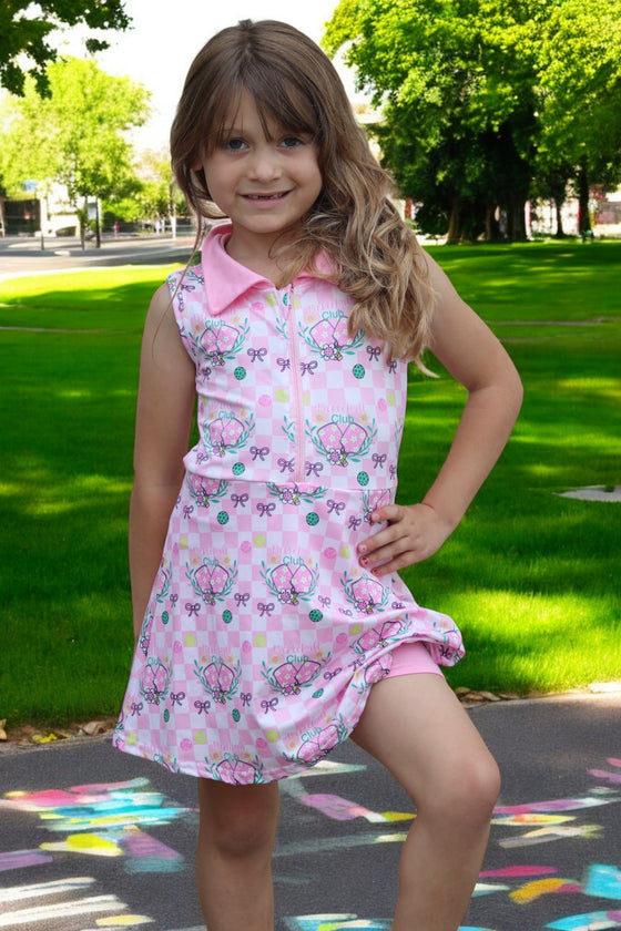 Pickleball girls tennis dress with under shorts. GSD012003-AMY KIDSCHARMONLINE.COM Pickleball girls tennis dress with under shorts. GSD012003-AMY KIDSCHARMONLINE.COM