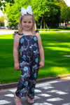 (Western) Dark Charcoal concho printed girls jumpsuit. SR030805-SOL