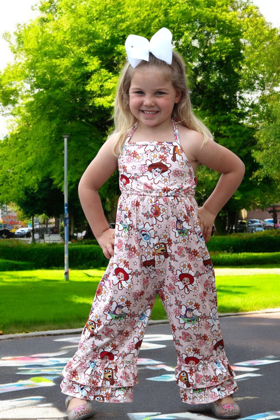 Cartoon character printed girls jumpsuit. SR030804-JEAN