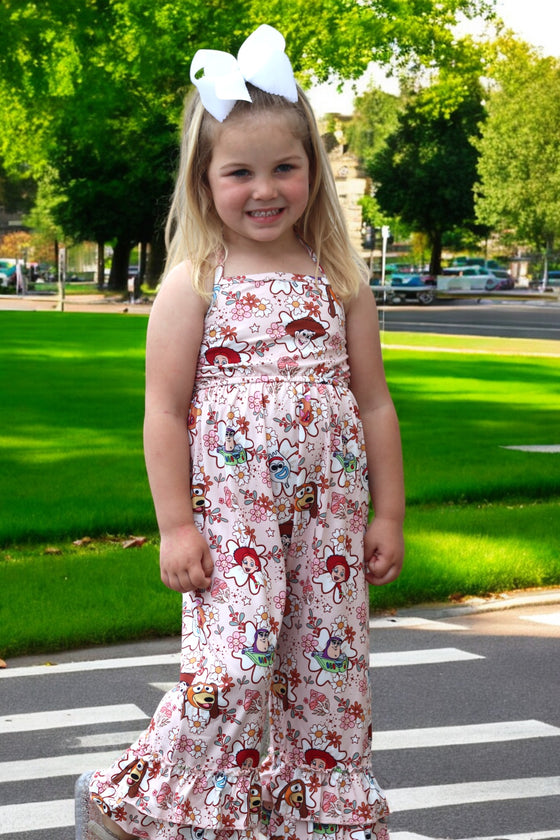 Cartoon character printed girls jumpsuit. SR030804-JEAN