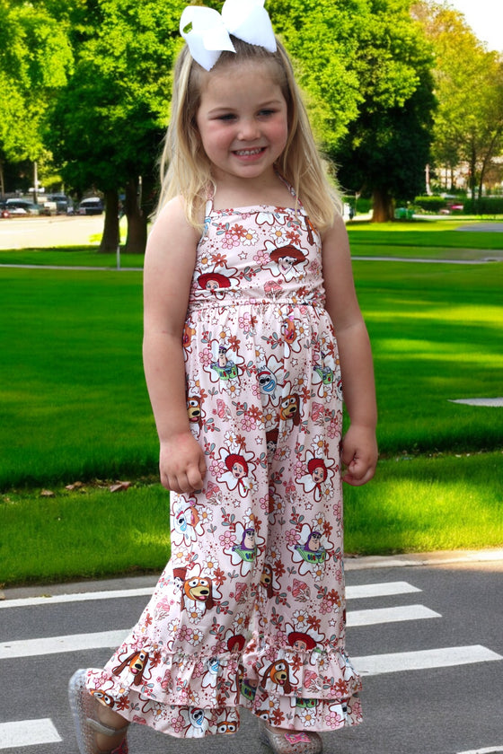 Cartoon character printed girls jumpsuit. SR030804-JEAN