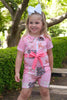 Pink western printed girls romper. SR031901-JEAN