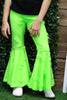 LIME GREEN DISTRESSED BELL PANTS. K-DLH2303K-SOL