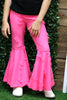 neon pink distressed bell  pants. K-DLH2304K-amy