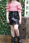 LEATHER SKIRT WITH GOLD ZIPPER. DQ-DLH6501K-AMY