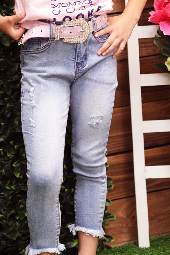 Lt. blue Distressed skinny jeans. PNG25153021-amy