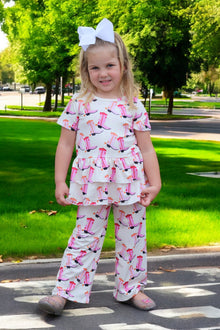  Cowgirl boot printed girls 2 piece set. GSPO031201-AMY