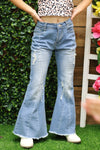 Bootcut distressed & bleached denim jeans. PNG65153035-JEANN
