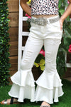 Deep white distressed double layer denim pants. PNG65153032-WEND