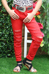 Red ripped skinny jeans. PNG25133011 SOL