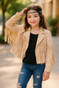Ivory faux suede fringe jacket. TPG651522239 SOL1
