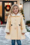 Ivory lined jacket with cozy fur trim. TPG40409 ST