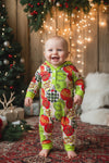 Character ornament printed baby bodysuit. LR0423-9-Jean