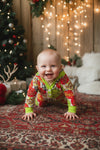 Character ornament printed baby bodysuit. LR0423-9-Jean