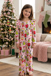 Pink Christmas character printed jumpsuit. LR0505-22-Mon