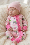 Boo" Pumpkin & floral printed baby romper. LR0505-25-MON