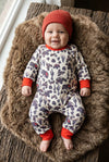Desert Car printed baby romper with snaps. LR0505-3-SOL