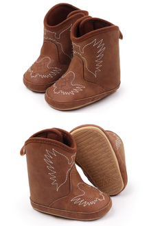  Brown pleather baby  boots with velcro. MY3167B