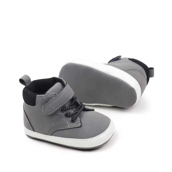 Gray cute boy baby shoes w/ velcro. MY3192-G