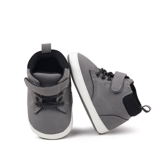 Gray cute boy baby shoes w/ velcro. MY3192-G