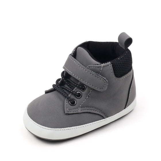 Gray cute boy baby shoes w/ velcro. MY3192-G