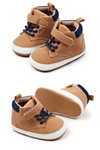 Khaki cute boy baby shoes w/ velcro. MY3192