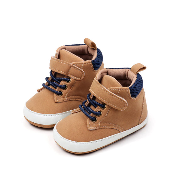 Khaki cute boy baby shoes w/ velcro. MY3192