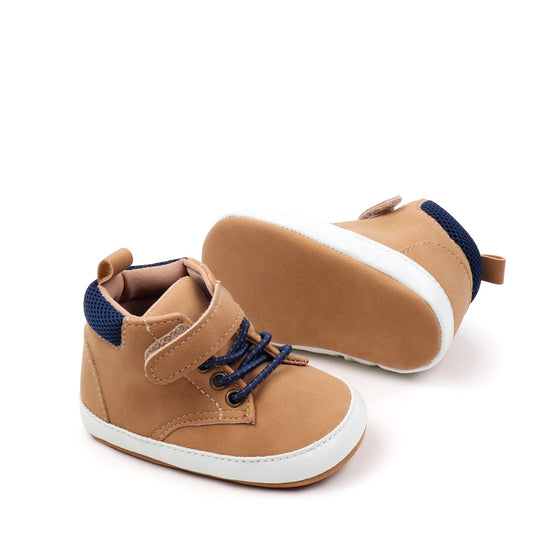 Khaki cute boy baby shoes w/ velcro. MY3192