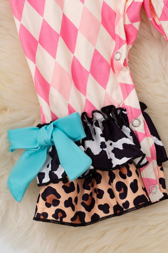 "Southern girl" Pink diamond printed girls baby romper. RPG53077 SOL
