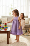 Lilac relax tunic dress with fur trim. DRG50109 SOL