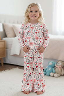 Heart & bow printed girls 2 piece set.  OFG52847 SOL