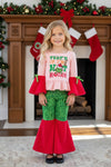 That's it. I'm not going" girls lt. pink tunic with faux fur bell sleeves and bell bottoms. OFG53240 SOL