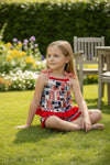 Patriotic multi-printed patch 2 piece short set. OFG60750 AMY