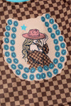 Brown & tan checkered girls 2 piece set. OFG61136 AMY