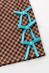 Brown & tan checkered girls 2 piece set. OFG61136 AMY