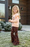 Cow printed Christmas tree printed sweatshirt & cow printed bell bottoms. OFG61139 Jean