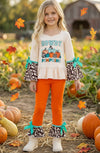 Howdy Pumpkins Cream tunic w/bell sleeves & Orange pants. OFG61491 AMY