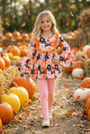 Halloween multi-printed girls tunic & pink leggings. OFG61528 SOL