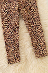 Western Christmas printed top with ruffle trim on sleeves and leopard leggings. OFG61534 AMY