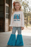 Howdy Christmas" flare top and animal printed bottoms. OFG61535 SOL