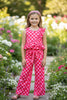 Hot pink & Lt.Pink checkered printed ruffle top & straight cut pants. OFG61873 SOL
